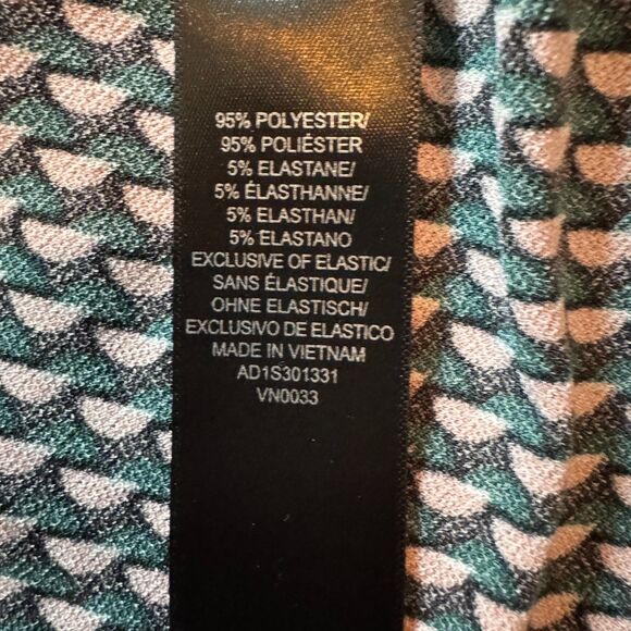 Adrianna Papell | Geometric Tie Neck Cinched Short Sleeve Blouse Size XS - Picture 6 of 6